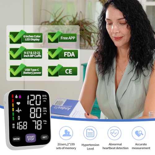 Bluetooth Upper Arm Blood Pressure Monitor for Home Use