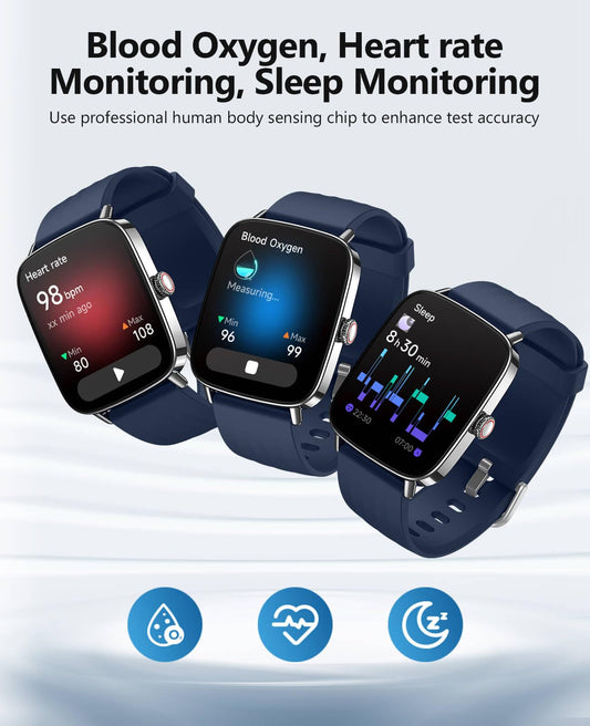 AI Voice Smart Watch with Heart Rate & Sleep Tracking