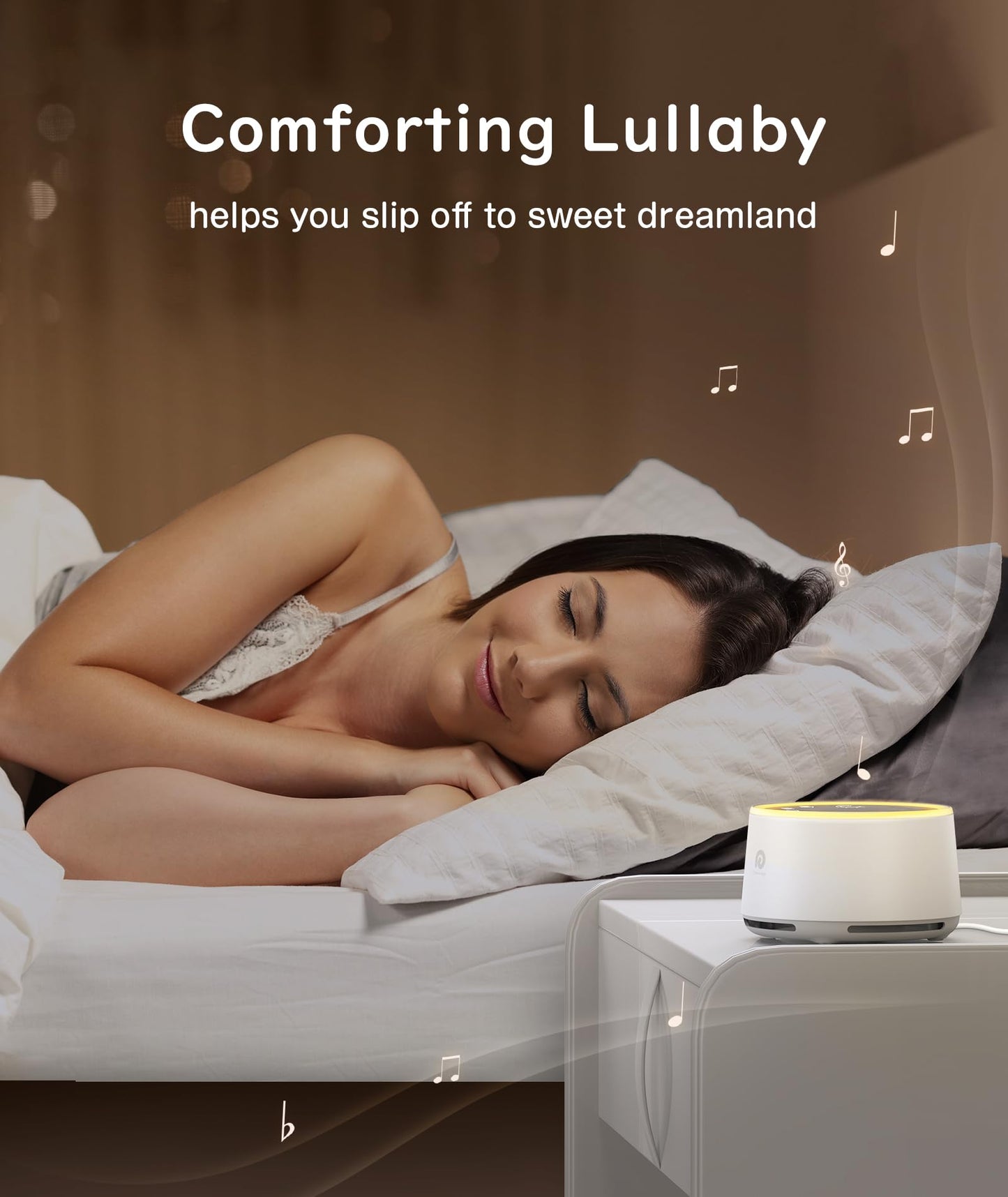 White Noise Sleep Machine with Night Light & Timer