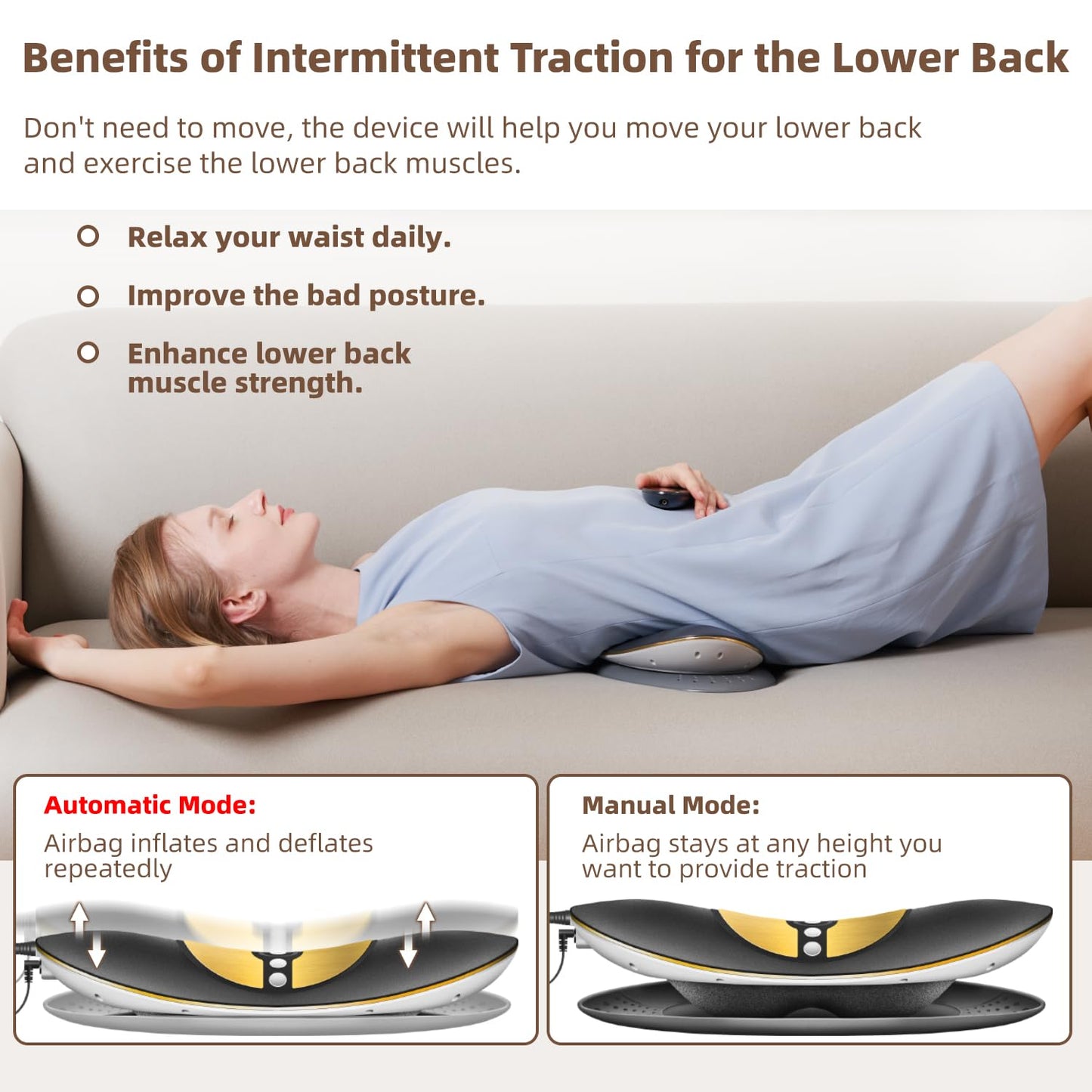 Electric Lumbar Traction Device for Back Pain Relief