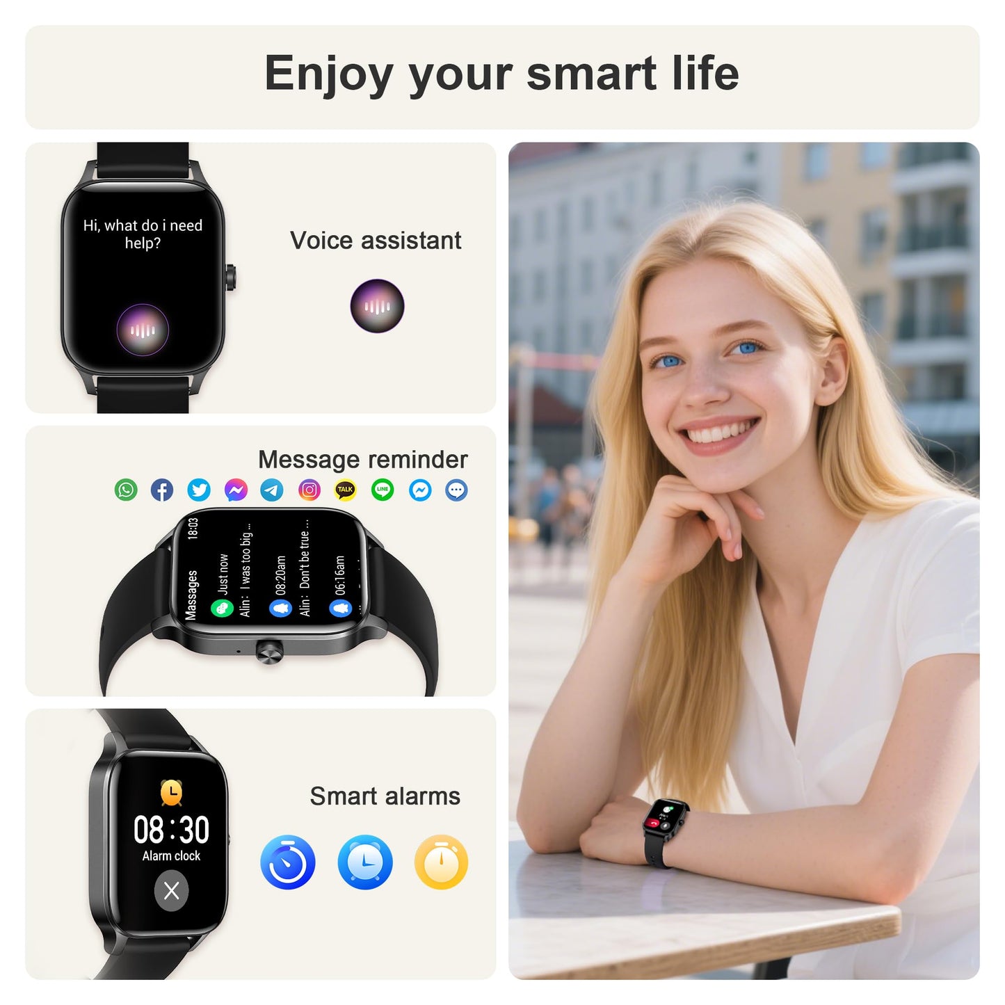 Smart Fitness Watch with Heart Rate & Sleep Monitoring