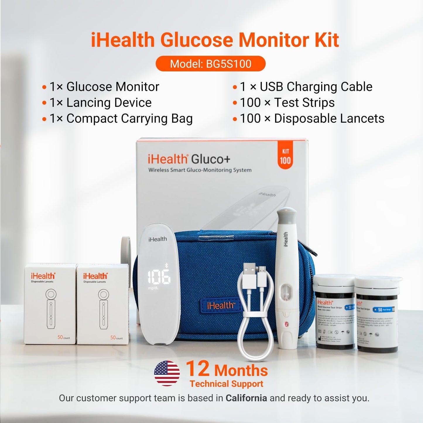 Smart Blood Glucose Monitor Kit for Home Health Monitoring